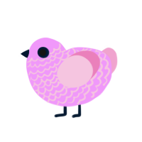 Eeper, a lavender and pink chicken with a lace pattern