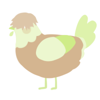 A beige and apple chicken with a head pattern