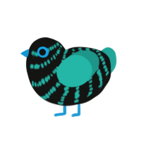 (unnamed), a black and turquoise chicken with a bar pattern