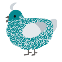 A teal and mist chicken with a double-lace pattern
