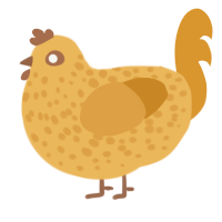 A honey and orange chicken with a speckle pattern
