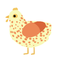 A cream and vermilion chicken with a speckle pattern