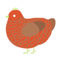 hojita, a vermilion and brown chicken with a lace pattern