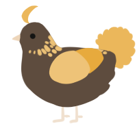 A bark and honey chicken with a neck-speckle pattern