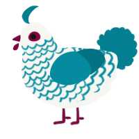 A white and sea chicken with a lace pattern