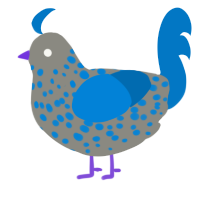 A ash and sapphire chicken with a speckle pattern