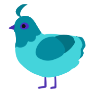 A aqua and sea chicken with a head pattern