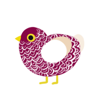 Petunia, a maroon and cream chicken with a double-lace pattern