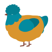 A orange and sea chicken with a head pattern