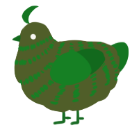 A olive and leaf chicken with a bar pattern