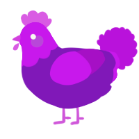 A violet and amethyst chicken with a head pattern