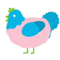 A rose and cerulean chicken with a head pattern