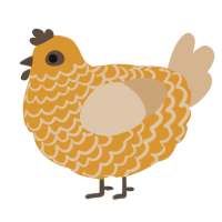 A orange and beige chicken with a lace pattern