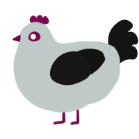 A silver and black chicken