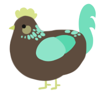 A bark and mint chicken with a neck-speckle pattern
