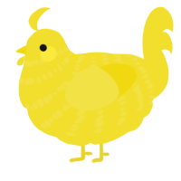 A yellow chicken with a bar pattern