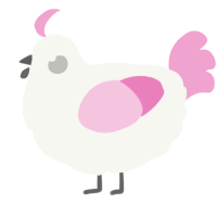 A white and pink chicken
