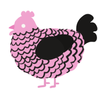 A pink and sable chicken with a lace pattern