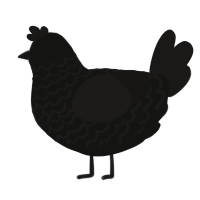 A black and sable chicken with a lace pattern