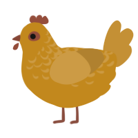 A ochre and gold chicken with a half-lace pattern