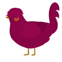 A maroon chicken with a half-lace pattern