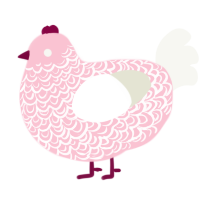 A rose and white chicken with a double-lace pattern