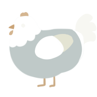 A silver and white chicken with a head pattern