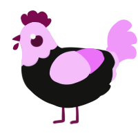 A black and lavender chicken with a head pattern