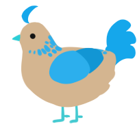 A beige and sky chicken with a neck-speckle pattern