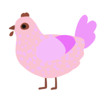 Pinkish, a rose and lavender chicken with a speckle pattern