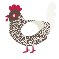 A bark and white chicken with a double-lace pattern