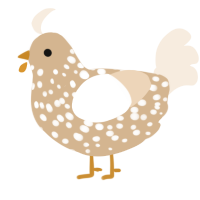 A beige and cream chicken with a speckle pattern