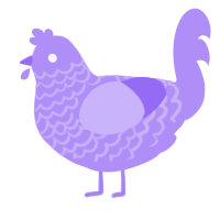 A lilac chicken with a lace pattern