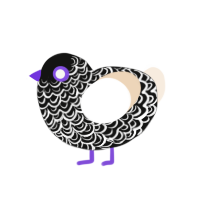 (unnamed), a black and cream chicken with a double-lace pattern