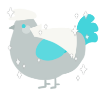 A silver and aqua chicken