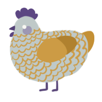 A silver and gold chicken with a lace pattern