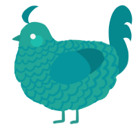 A turquoise and teal chicken with a lace pattern
