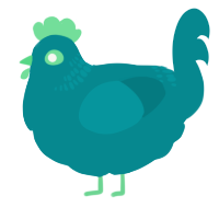 A teal chicken with a neck-band pattern