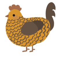 A orange and bark chicken with a lace pattern
