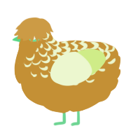 A gold and apple chicken with a half-lace pattern