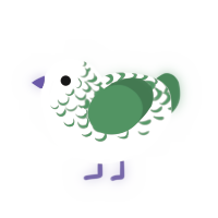 A cream and viridian chicken with a half-lace pattern