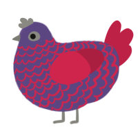 A overcast and crimson chicken with a lace pattern