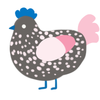 A grey and rose chicken with a speckle pattern