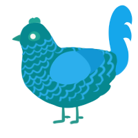 A teal and sky chicken with a lace pattern
