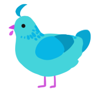 A aqua and cerulean chicken with a neck-speckle pattern