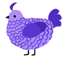A lilac and indigo chicken with a lace pattern