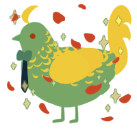 A aqua and yellow chicken with a half-lace pattern
