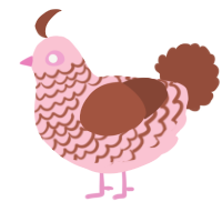 A rose and russet chicken with a lace pattern