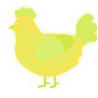 A yellow and lime chicken with a lace pattern
