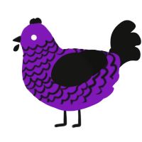 A violet and black chicken with a lace pattern
